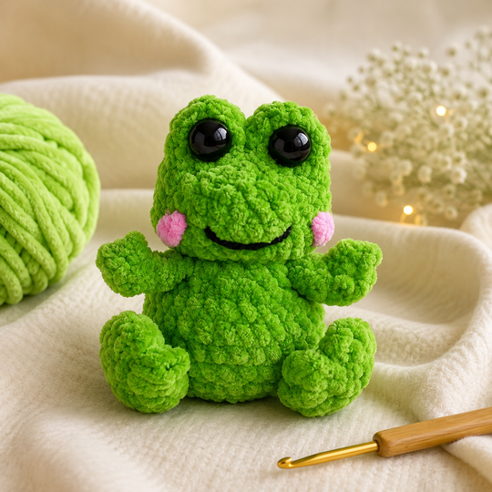 Cute Frog Crochet Pattern – Plush Amigurumi Toy PDF Tutorial