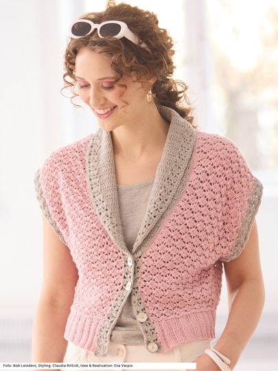 Jacke mit gehäkeltem Kragen