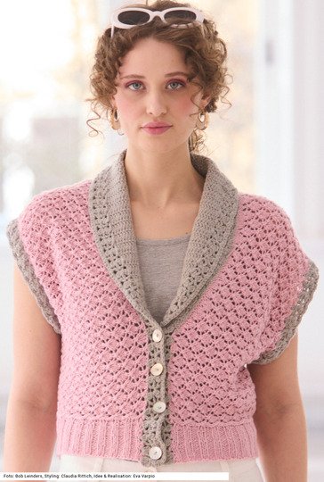 Jacke mit gehäkeltem Kragen