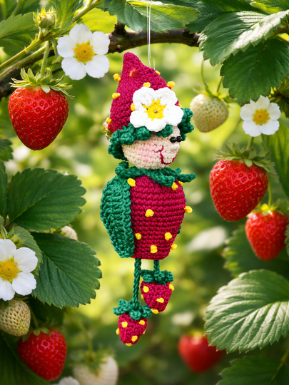 freche Früchtchen: Fräulein Erdbeer mit Baumelbeinen Anhänger Sommer
