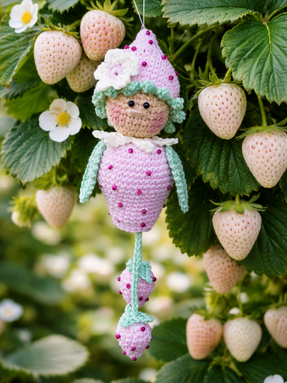 freche Früchtchen: Fräulein Erdbeer mit Baumelbeinen Anhänger Sommer