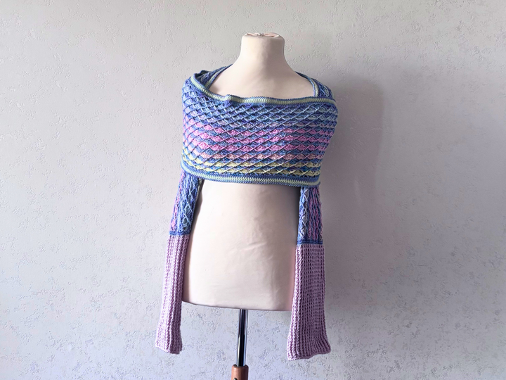Crochet Pattern Shrug Scarf „Sugarwaves“