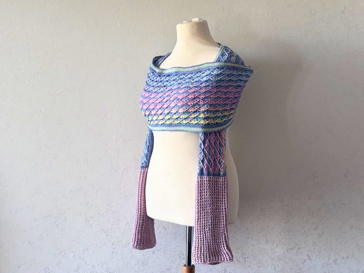 Crochet Pattern Shrug Scarf „Sugarwaves“