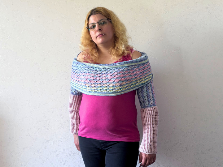 Crochet Pattern Shrug Scarf „Sugarwaves“