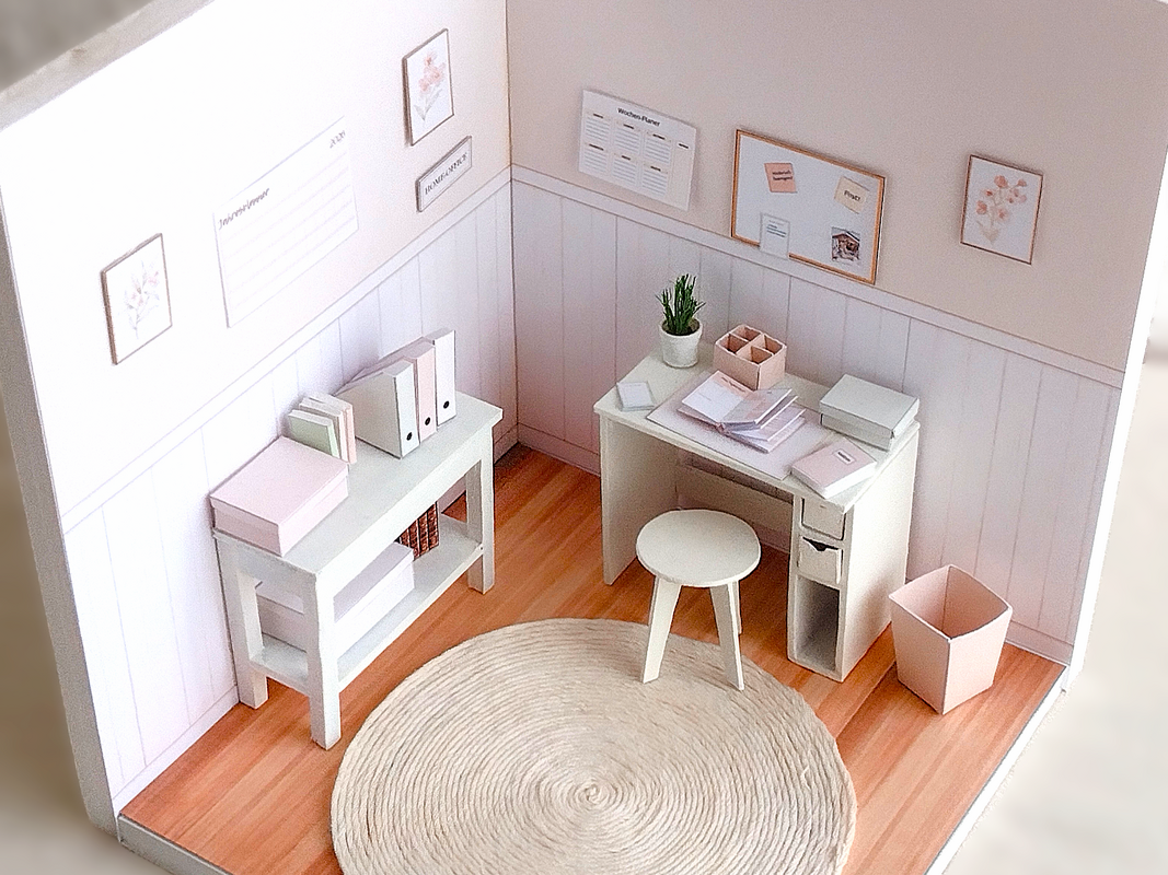 Miniatur-Büro-Set 1:12 Pastell - Bild 7