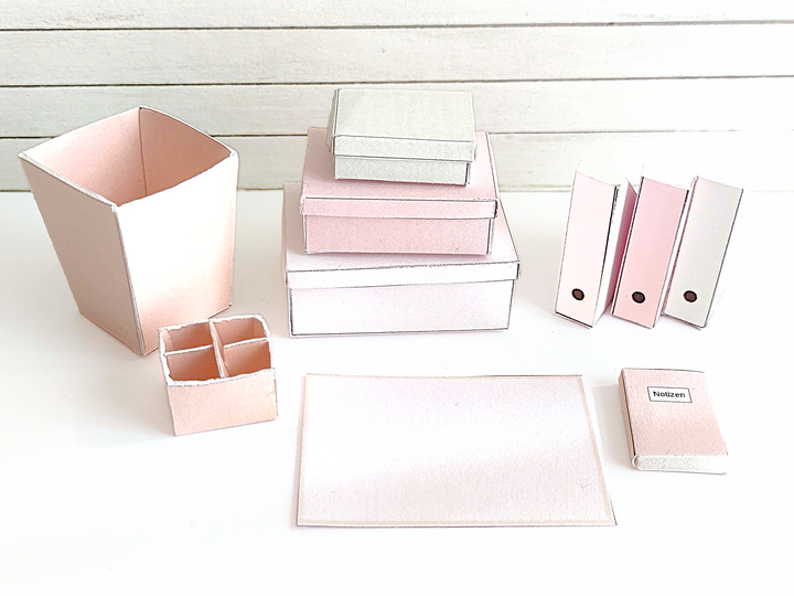 Miniatur-Büro-Set 1:12 Pastell