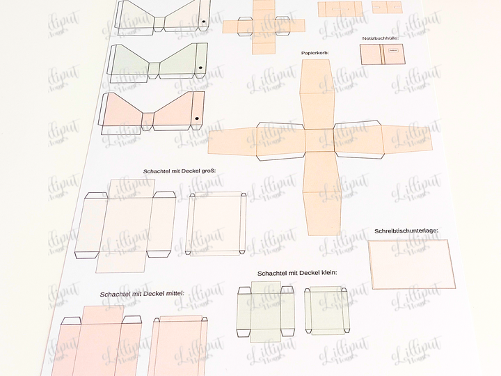 Miniatur-Büro-Set 1:12 Pastell