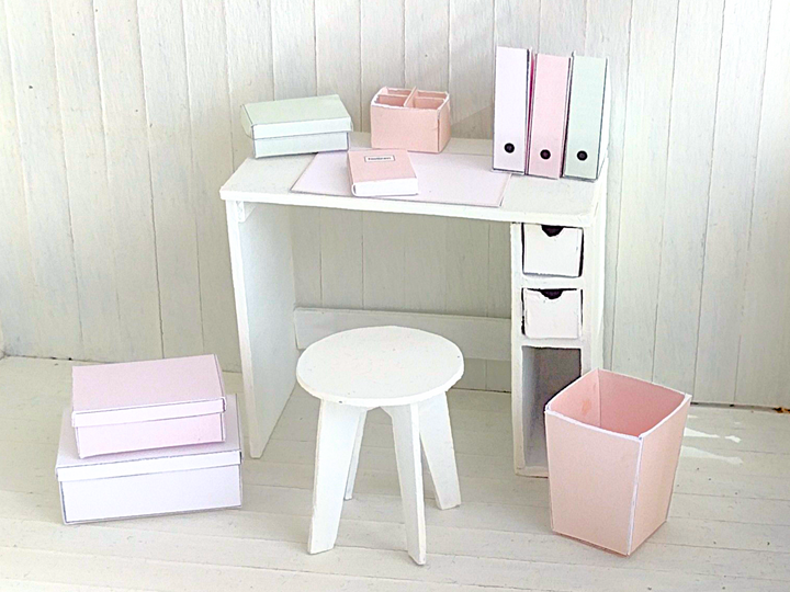 Miniatur-Büro-Set 1:12 Pastell