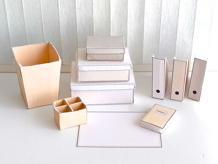 Miniatur-Büro-Set 1:12 Japandi