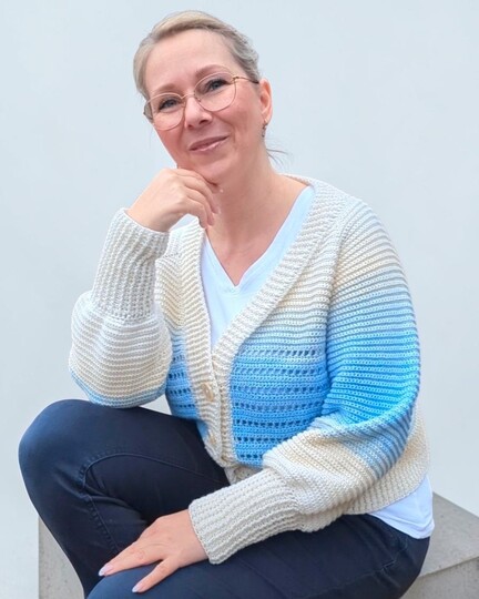 Häkelanleitung "Cleo"-trendige Häkeljacke im RVO-Stil, alle Größen