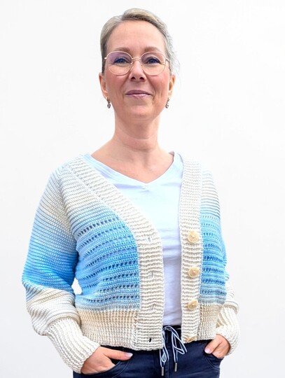 Häkelanleitung "Cleo"-trendige Häkeljacke im RVO-Stil, alle Größen