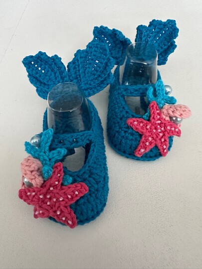 Crochet Pattern: Ariel Baby Shoes (0–3 Months) Pattern in 4 Languages