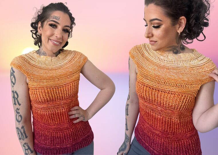 Häkelanleitung Tshirt "SUNSET ON FIRE"