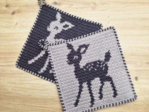 Häkelanleitung Topflappen "Reh"