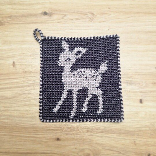 Häkelanleitung Topflappen "Reh"