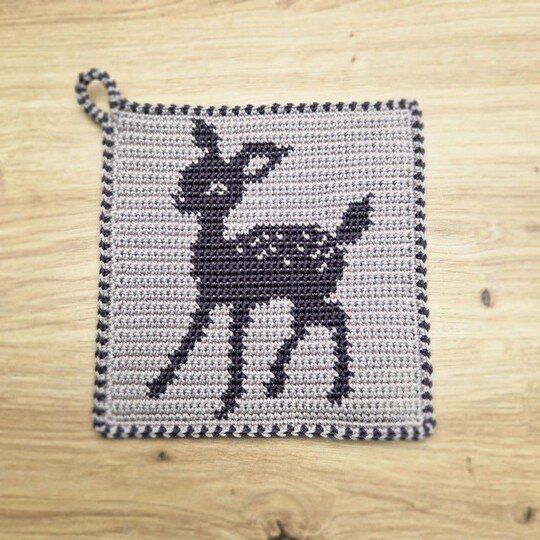 Häkelanleitung Topflappen "Reh"