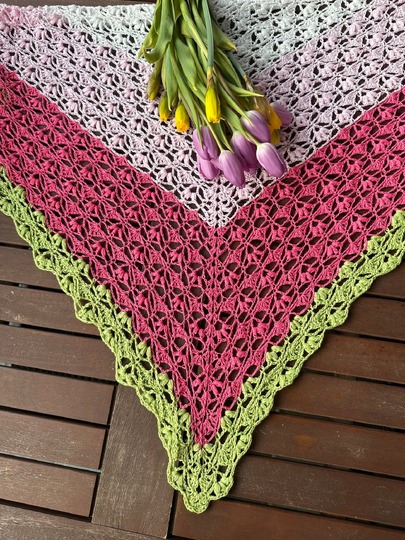 Häkelanleitung Dreieckstuch Fiori