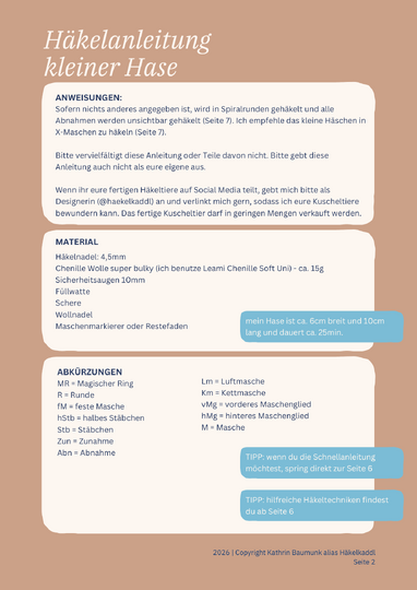kleiner Hase Häkelanleitung - PDF