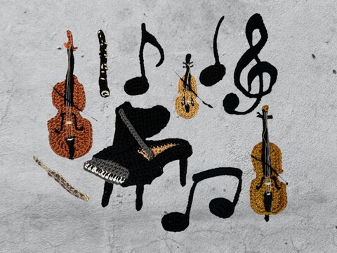 Music Instrument crochet applique