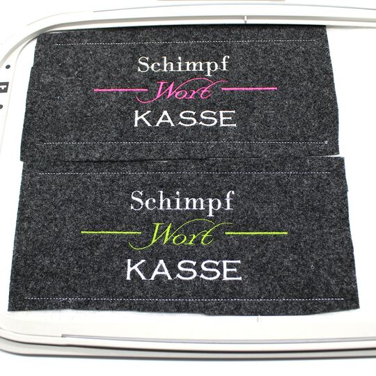 Stickdatei Meckerkasse Schimpfwortkasse 4er SET verschiedene Größen