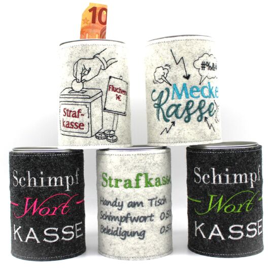 Stickdatei Meckerkasse Schimpfwortkasse 4er SET verschiedene Größen