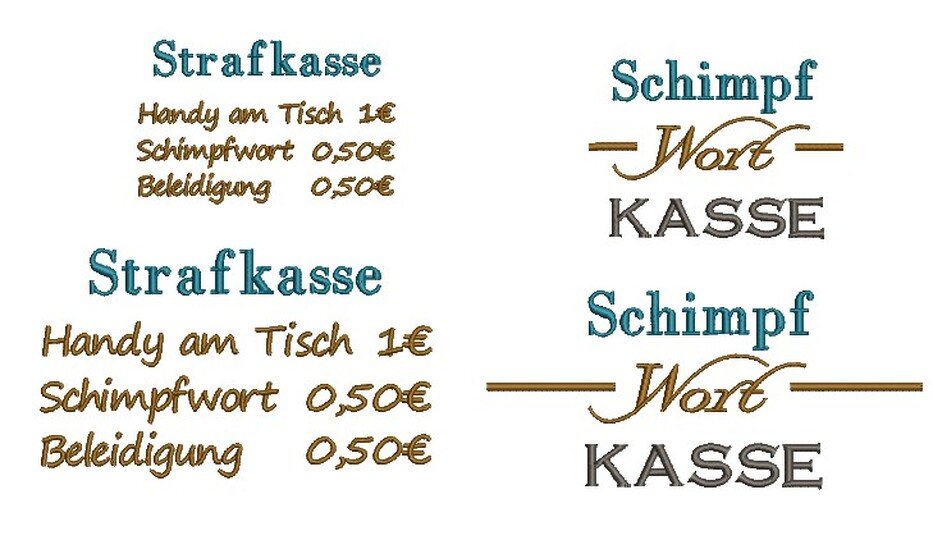 Stickdatei Meckerkasse Schimpfwortkasse 4er SET verschiedene Größen