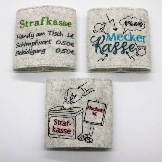 Stickdatei Meckerkasse Schimpfwortkasse 4er SET verschiedene Größen