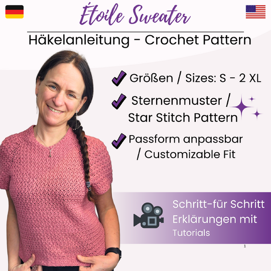 Crochet Sweater Pattern "Etoile Sweater" | Star Stitch | Sizes S-2XL