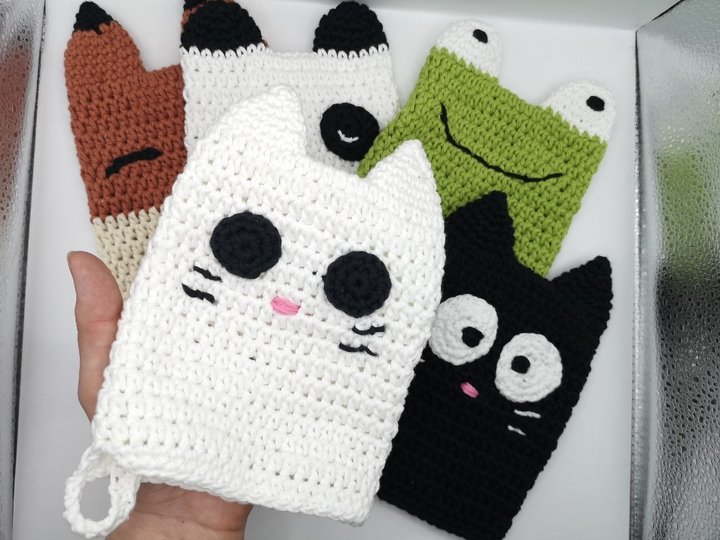 Waschhandschuh Häkelanleitung - Kosmetik-Abschminkhandschuh häkeln