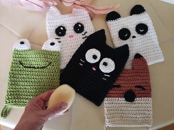 Waschhandschuh Häkelanleitung - Kosmetik-Abschminkhandschuh häkeln