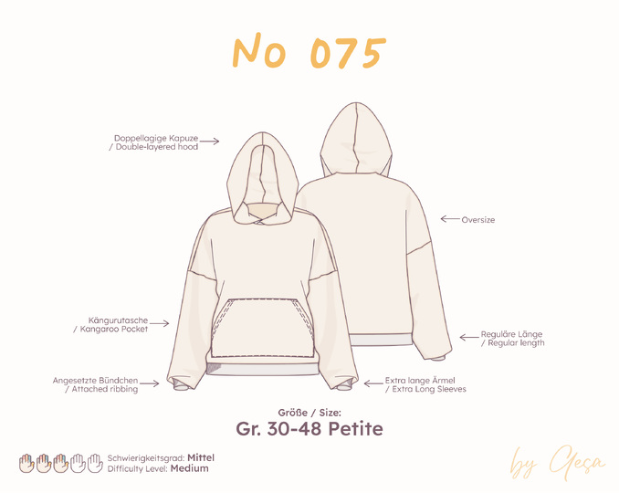 Oversized hoodie sewing pattern for women  Petite sizes 30-48