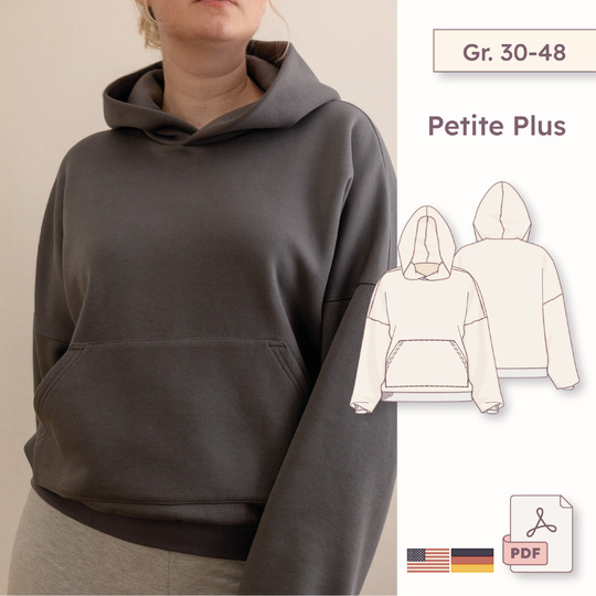 Oversized Hoodie Schnittmuster Damen  Petite Plus Gr. 30-48