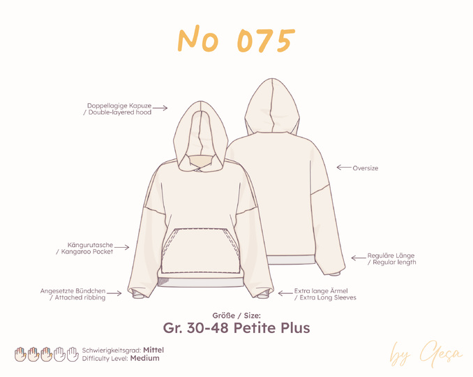 Oversized hoodie sewing pattern for women  Petite Plus sizes 30-48