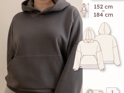 Oversized Hoodie Schnittmuster Damen Gr. 30-48