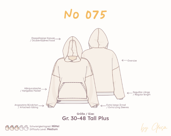 Oversized hoodie sewing pattern for women  Tall Plus sizes 30-48