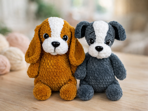 2 Dog Crochet Patterns Bundle – Oliver & Toffee Amigurumi PDF Set