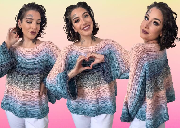 Häkelanleitung 1-Bobbel-Pulli "UNICORN WAVES"