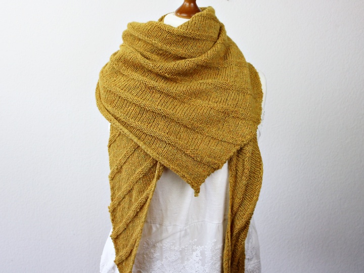 Knitting Pattern PDF Triangle Shawl – Easy Cozy Wrap for Beginners