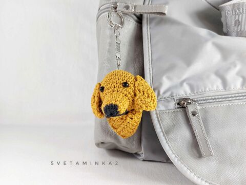 Golden Retriever Crochet Keychain Pattern – Amigurumi Dog Head Charm