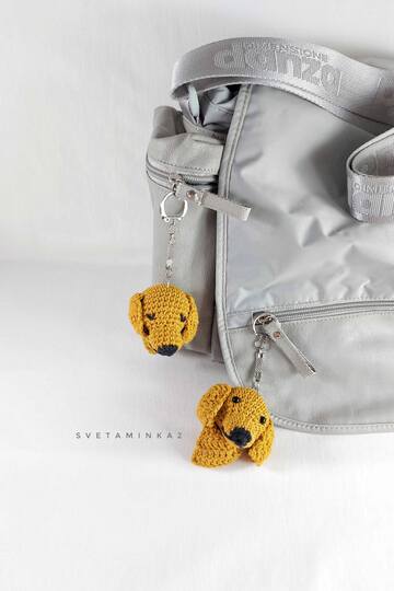 Golden Retriever Crochet Keychain Pattern – Amigurumi Dog Head Charm