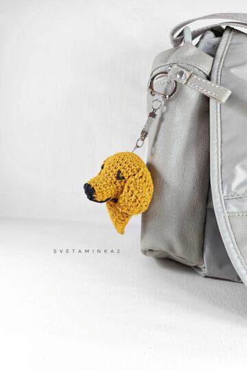 Golden Retriever Crochet Keychain Pattern – Amigurumi Dog Head Charm
