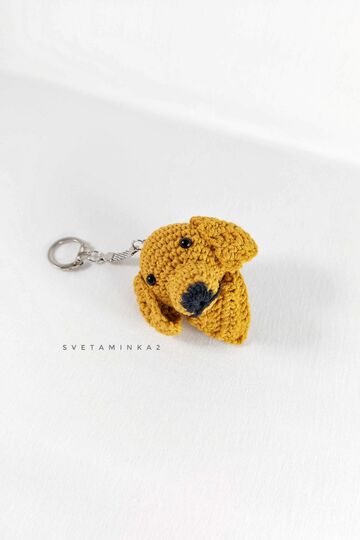 Golden Retriever Crochet Keychain Pattern – Amigurumi Dog Head Charm