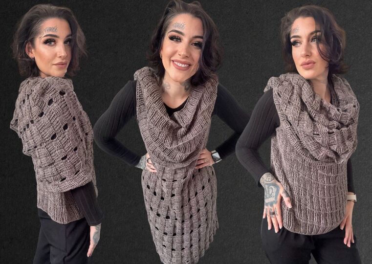 Häkelanleitung 1-Bobbel-Wendekleid "COFFEEHOODIE"