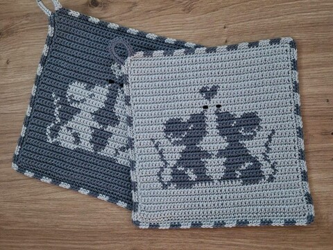 Häkelanleitung Topflappen "Mäuse"