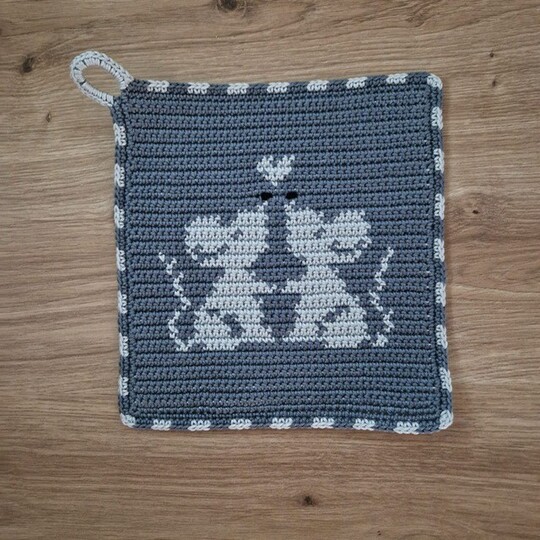 Häkelanleitung Topflappen "Mäuse"