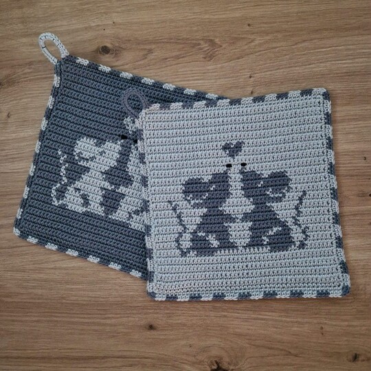 Häkelanleitung Topflappen "Mäuse"