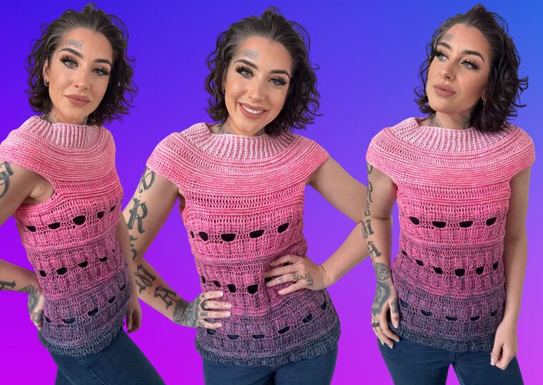 Häkelanleitung Tshirt "PINKY JEANS"