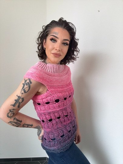 Häkelanleitung Tshirt "PINKY JEANS"