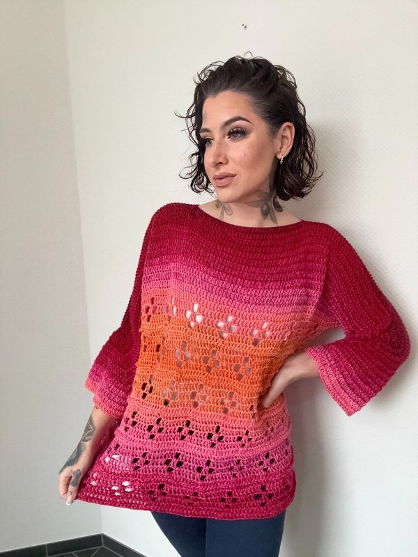 Häkelanleitung 1-Bobbel-Pulli "GIRL ON FIRE" - Bild 4
