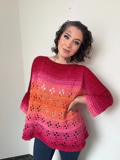 Häkelanleitung 1-Bobbel-Pulli "GIRL ON FIRE"